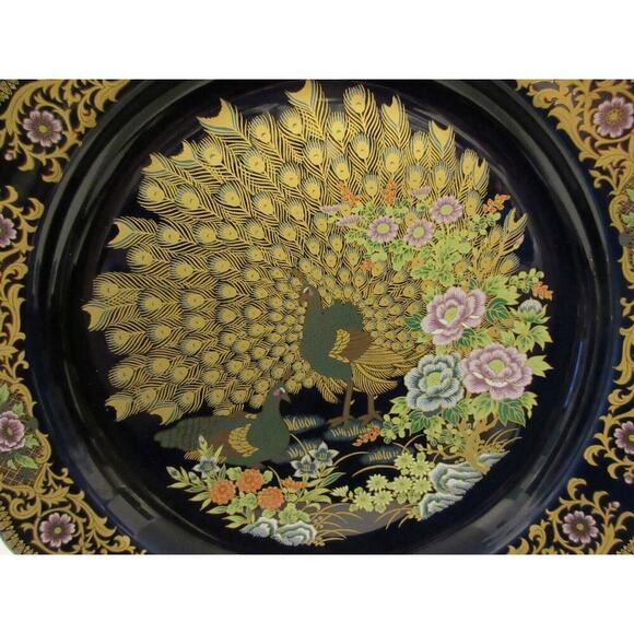 Utsuwa-No-Yakata Japanese Porcelain Charger Japan Art of Tableware Blue Peacock - Picture 5 of 12